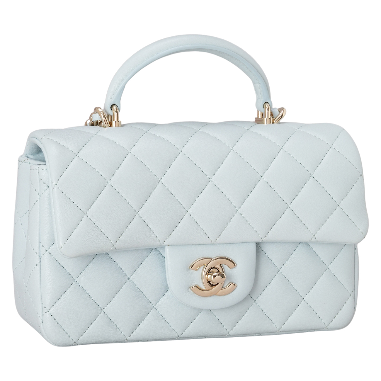 CHANEL(USED)샤넬 램스킨 클래식 뉴미니 탑 핸들백