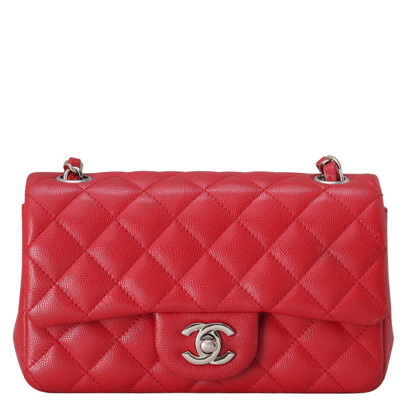 CHANEL(USED)샤넬 캐비어 클래식 뉴미니 플랩백 레드