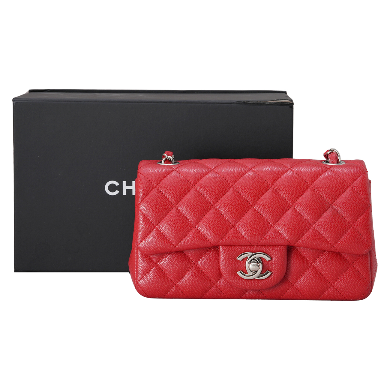 CHANEL(USED)샤넬 캐비어 클래식 뉴미니 플랩백 레드