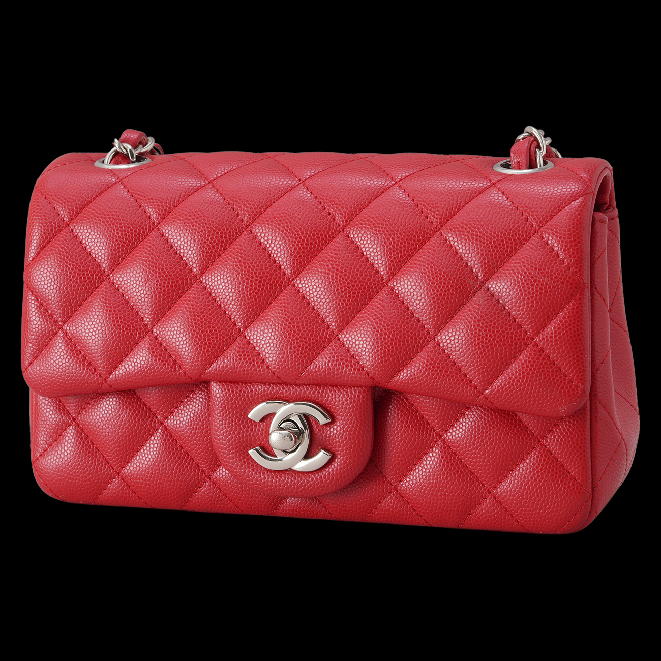 CHANEL(USED)샤넬 캐비어 클래식 뉴미니 플랩백 레드