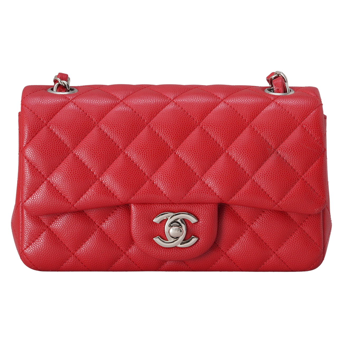 CHANEL(USED)샤넬 캐비어 클래식 뉴미니 플랩백 레드