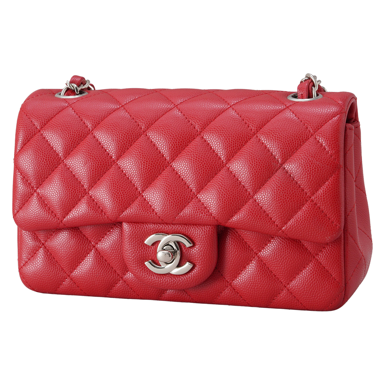 CHANEL(USED)샤넬 캐비어 클래식 뉴미니 플랩백 레드