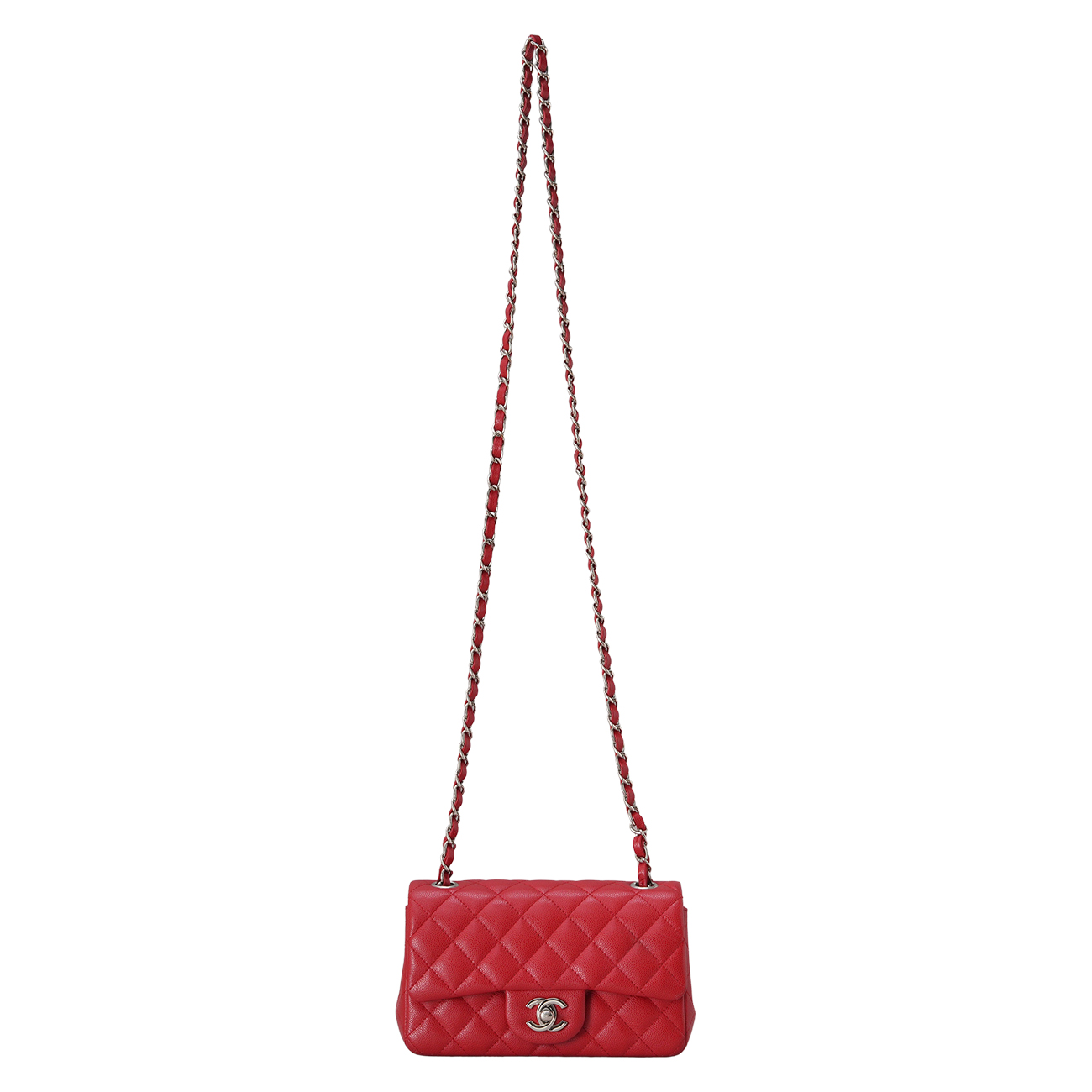 CHANEL(USED)샤넬 캐비어 클래식 뉴미니 플랩백 레드
