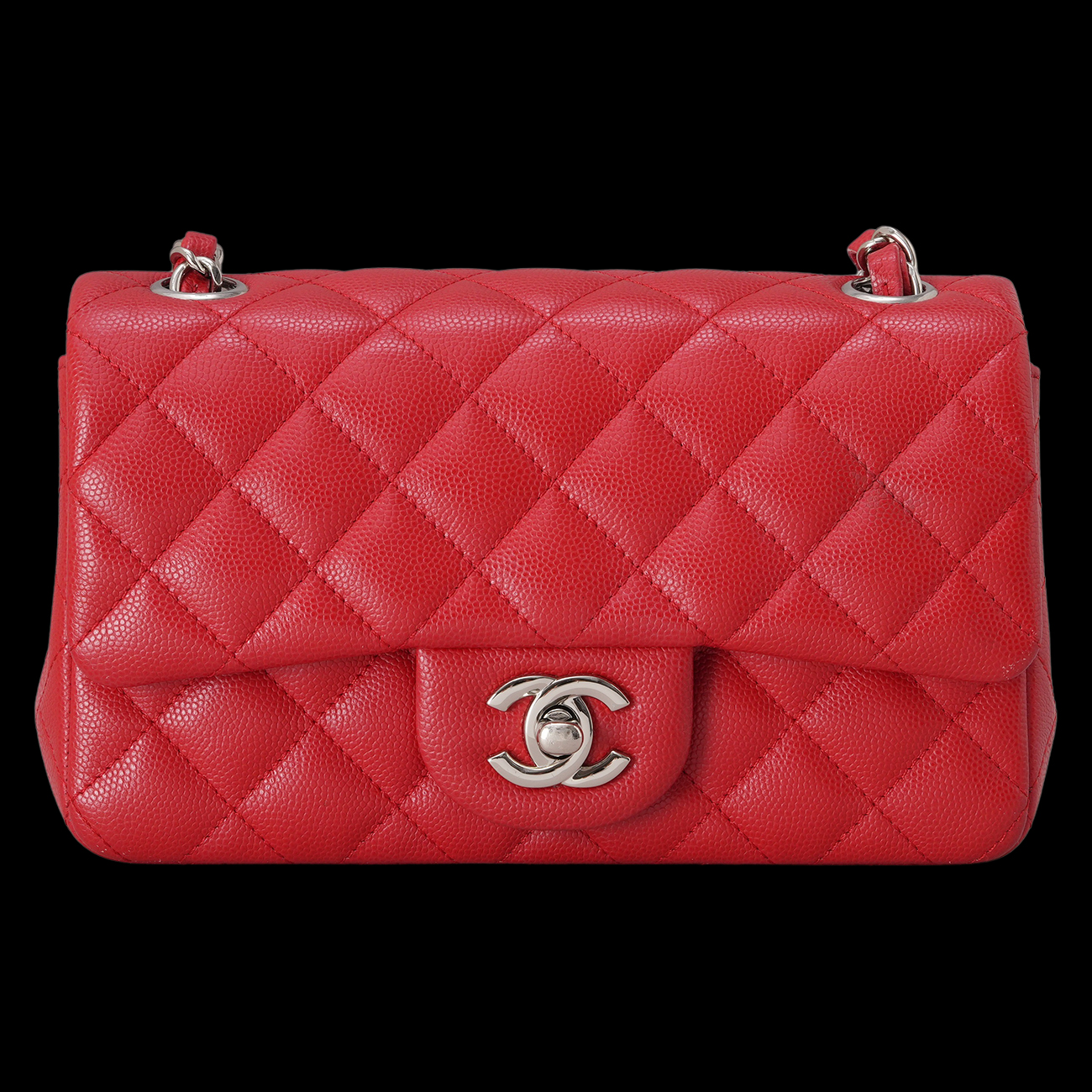 CHANEL(USED)샤넬 캐비어 클래식 뉴미니 플랩백 레드