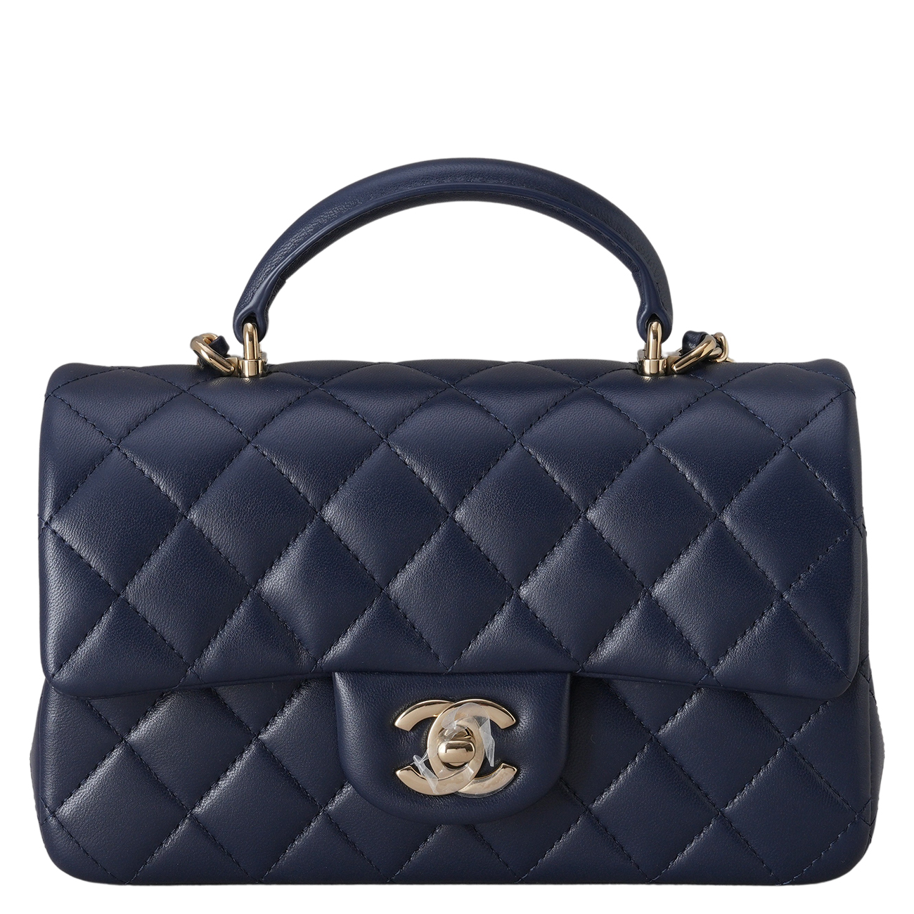 CHANEL(USED)샤넬 램스킨 클래식 뉴미니 탑핸들 체인 크로스백