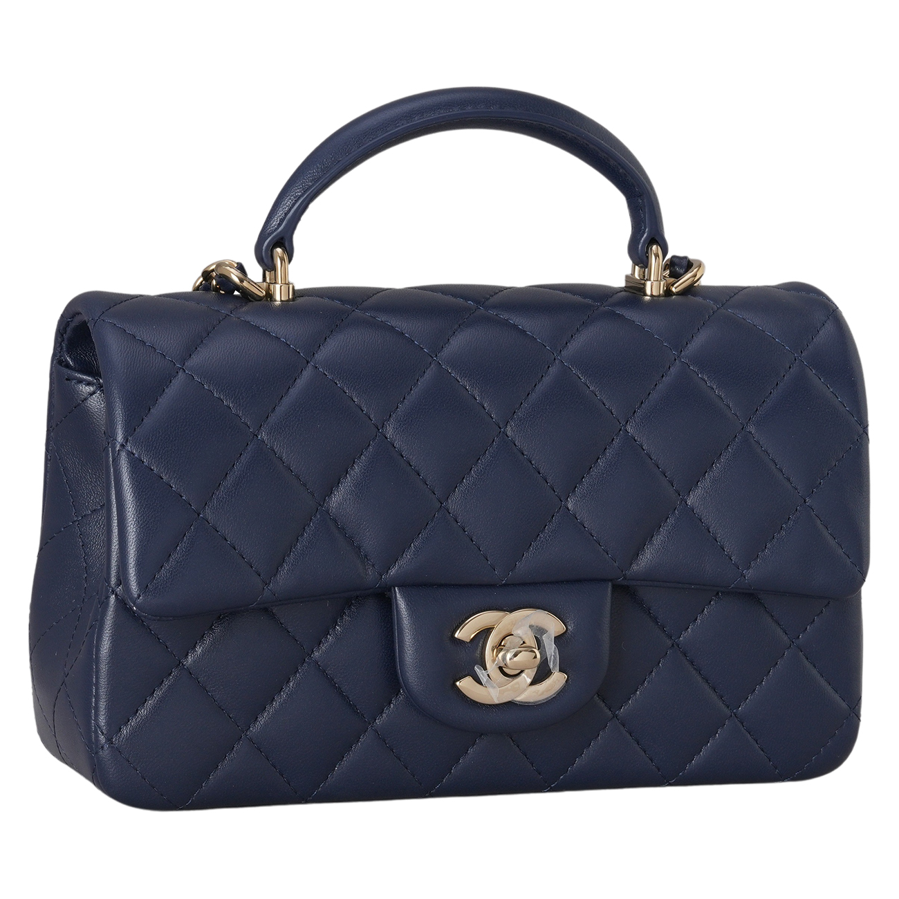 CHANEL(USED)샤넬 램스킨 클래식 뉴미니 탑핸들 체인 크로스백