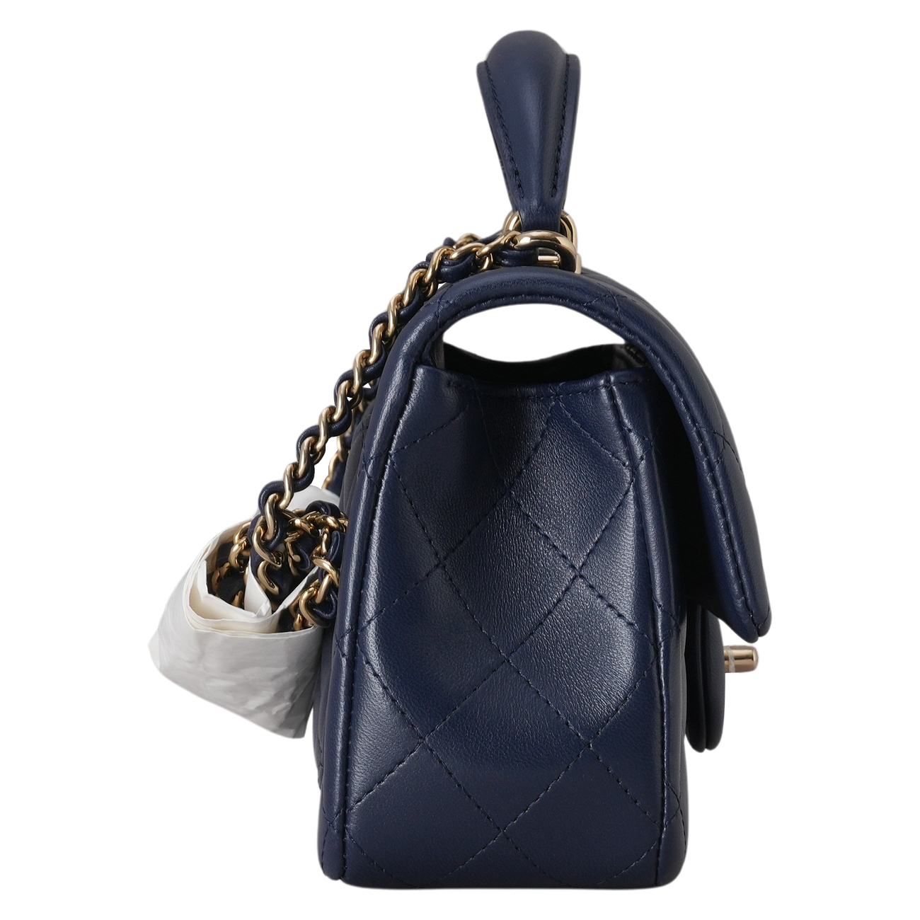 CHANEL(USED)샤넬 램스킨 클래식 뉴미니 탑핸들 체인 크로스백