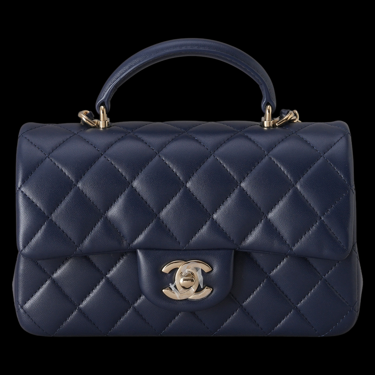 CHANEL(USED)샤넬 램스킨 클래식 뉴미니 탑핸들 체인 크로스백