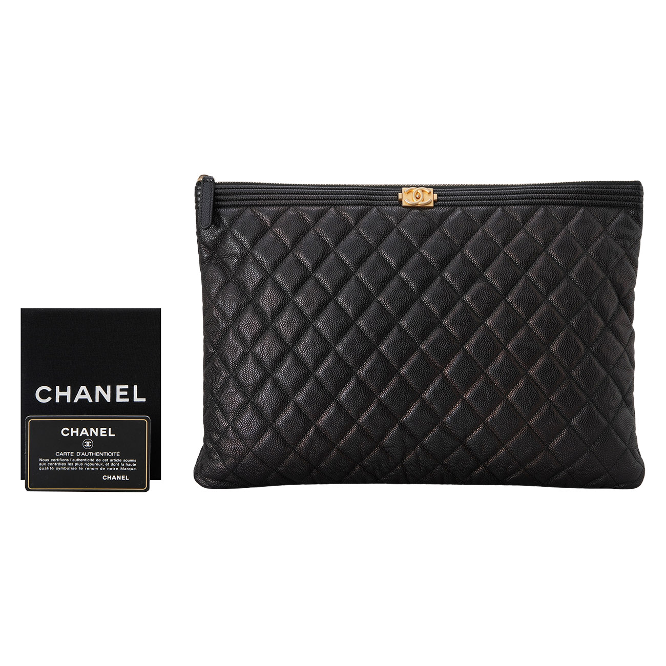 CHANEL(USED)샤넬 캐비어 보이샤넬 라지 클러치