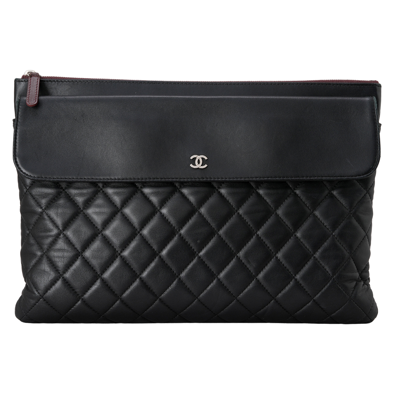 CHANEL(USED)샤넬 A82683 램스킨 플랩 클러치