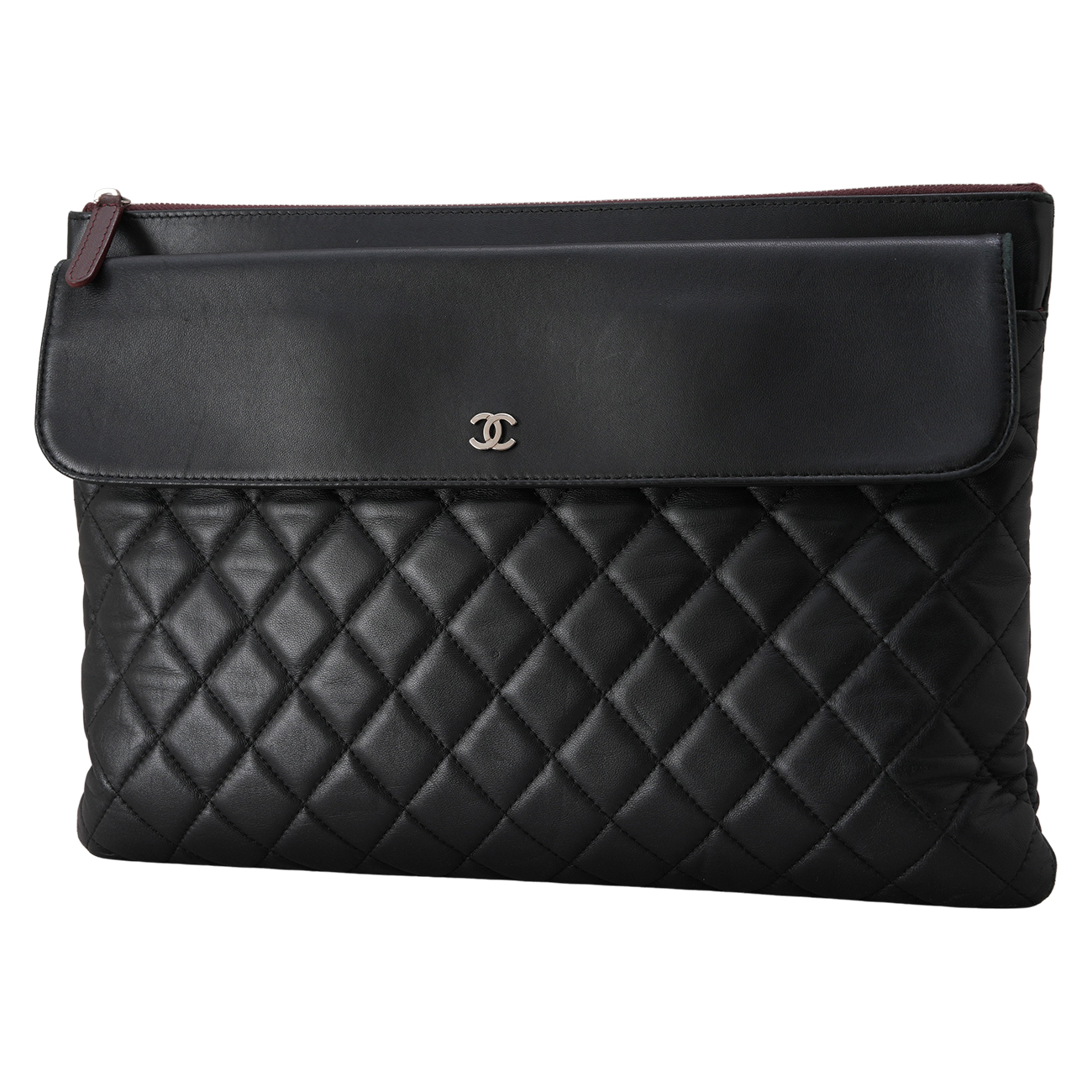 CHANEL(USED)샤넬 A82683 램스킨 플랩 클러치