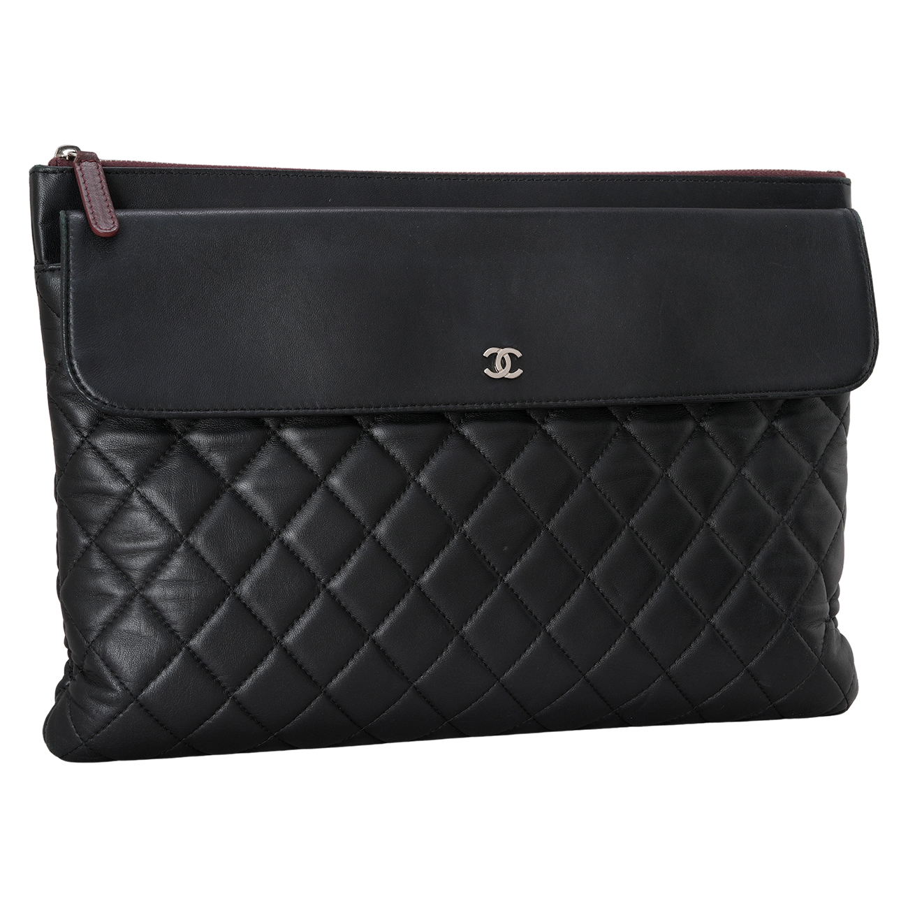 CHANEL(USED)샤넬 A82683 램스킨 플랩 클러치