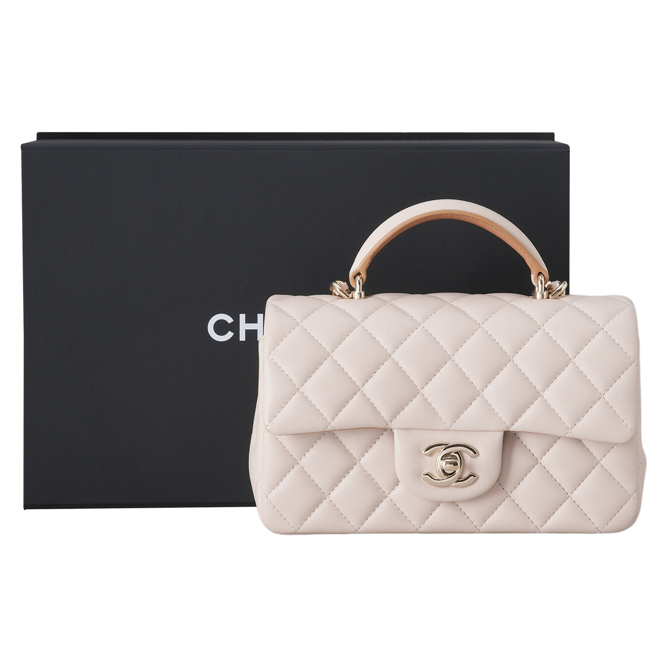 CHANEL(USED)샤넬 램스킨 클래식 뉴미니 탑핸들 크로스백