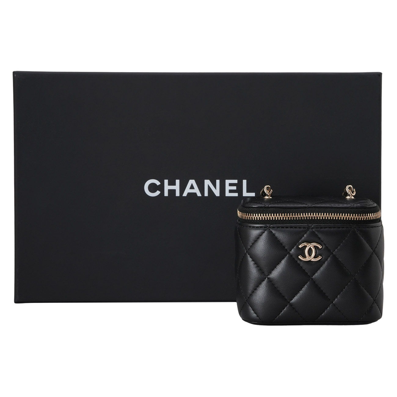 CHANEL(USED)샤넬 AP1447 램스킨 체크볼 베니티 미니
