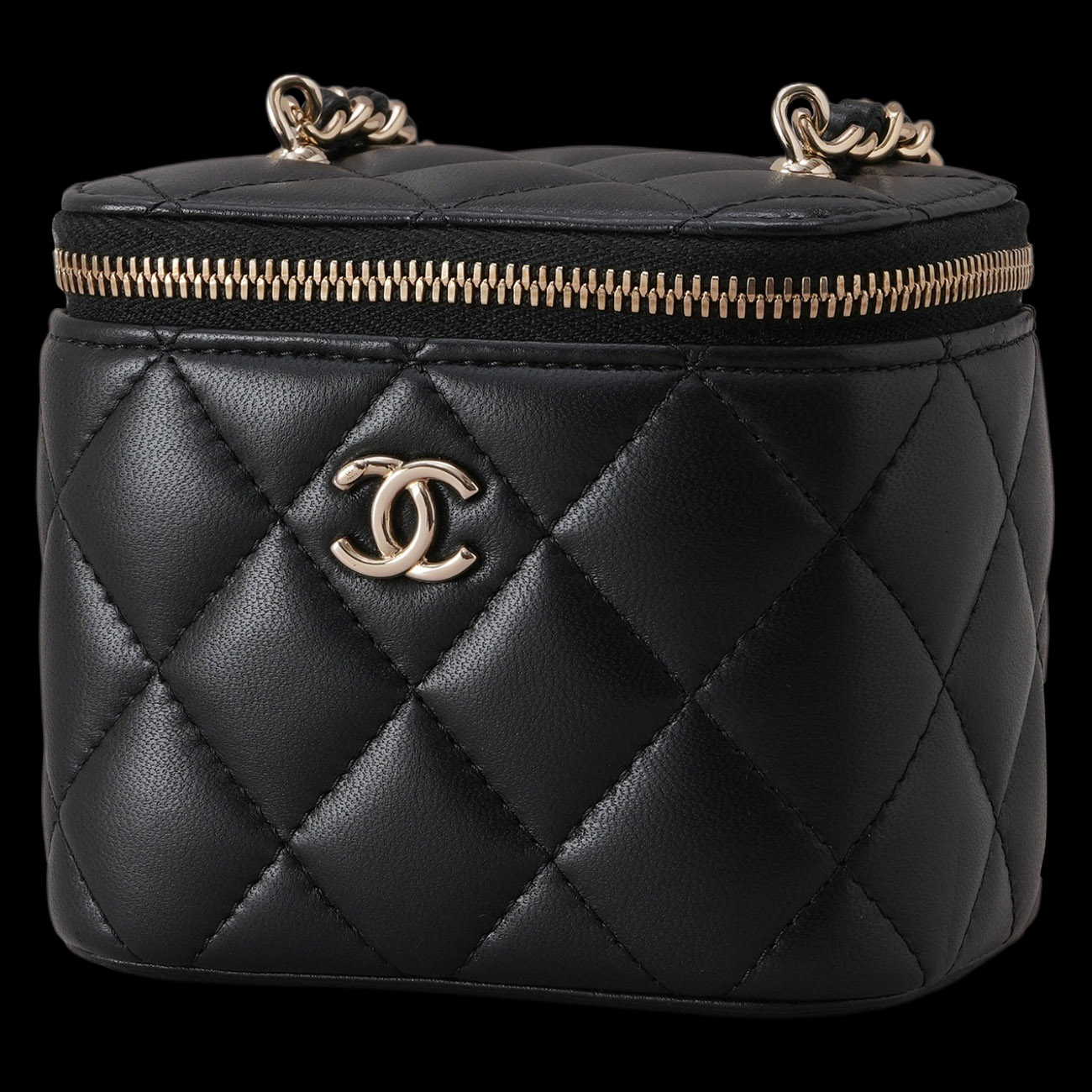 CHANEL(USED)샤넬 AP1447 램스킨 체크볼 베니티 미니