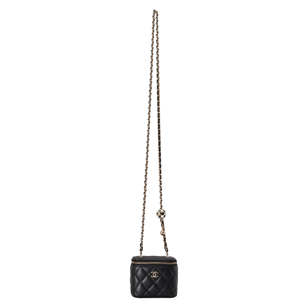 CHANEL(USED)샤넬 AP1447 램스킨 체크볼 베니티 미니