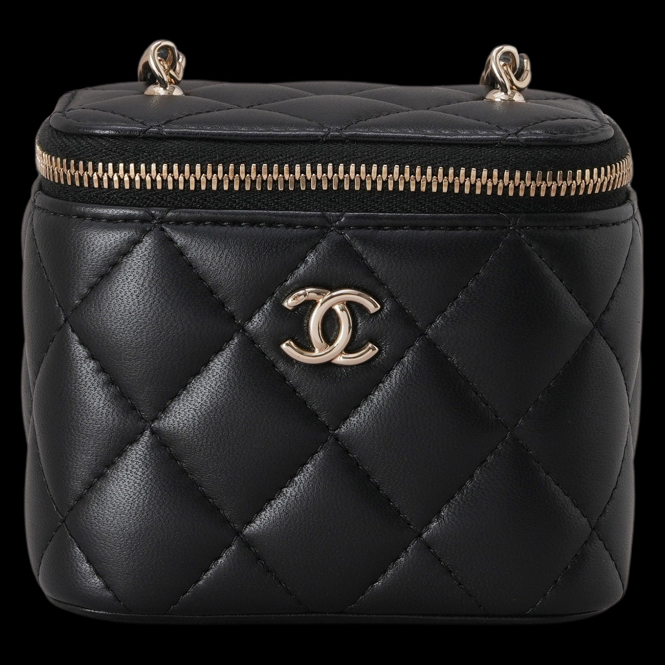 CHANEL(USED)샤넬 AP1447 램스킨 체크볼 베니티 미니