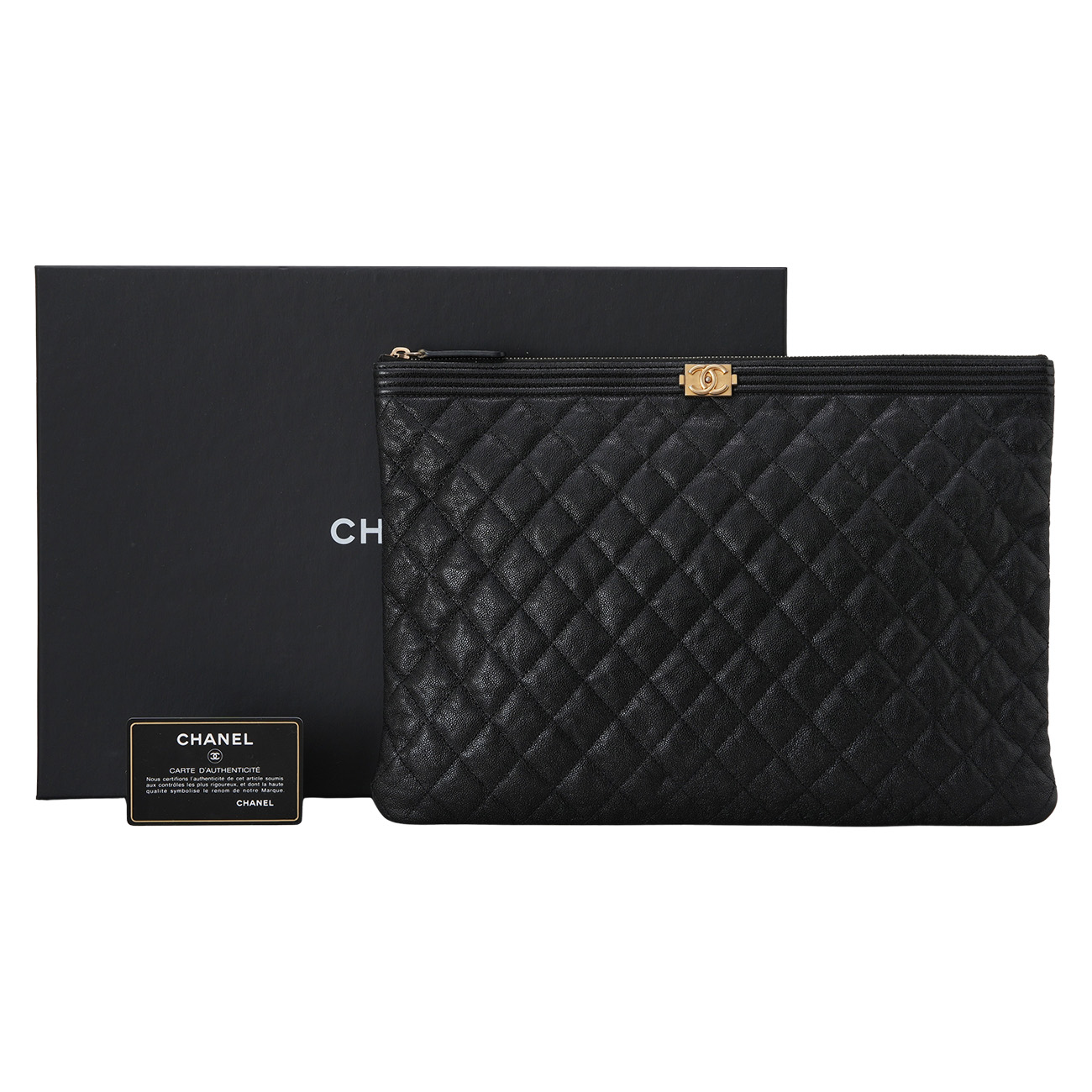 CHANEL(USED)샤넬 캐비어 보이샤넬 라지 클러치