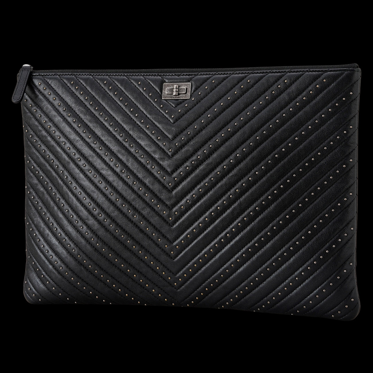 CHANEL(USED)샤넬 2.55 빈티지 닷 쉐브론 클러치 블랙