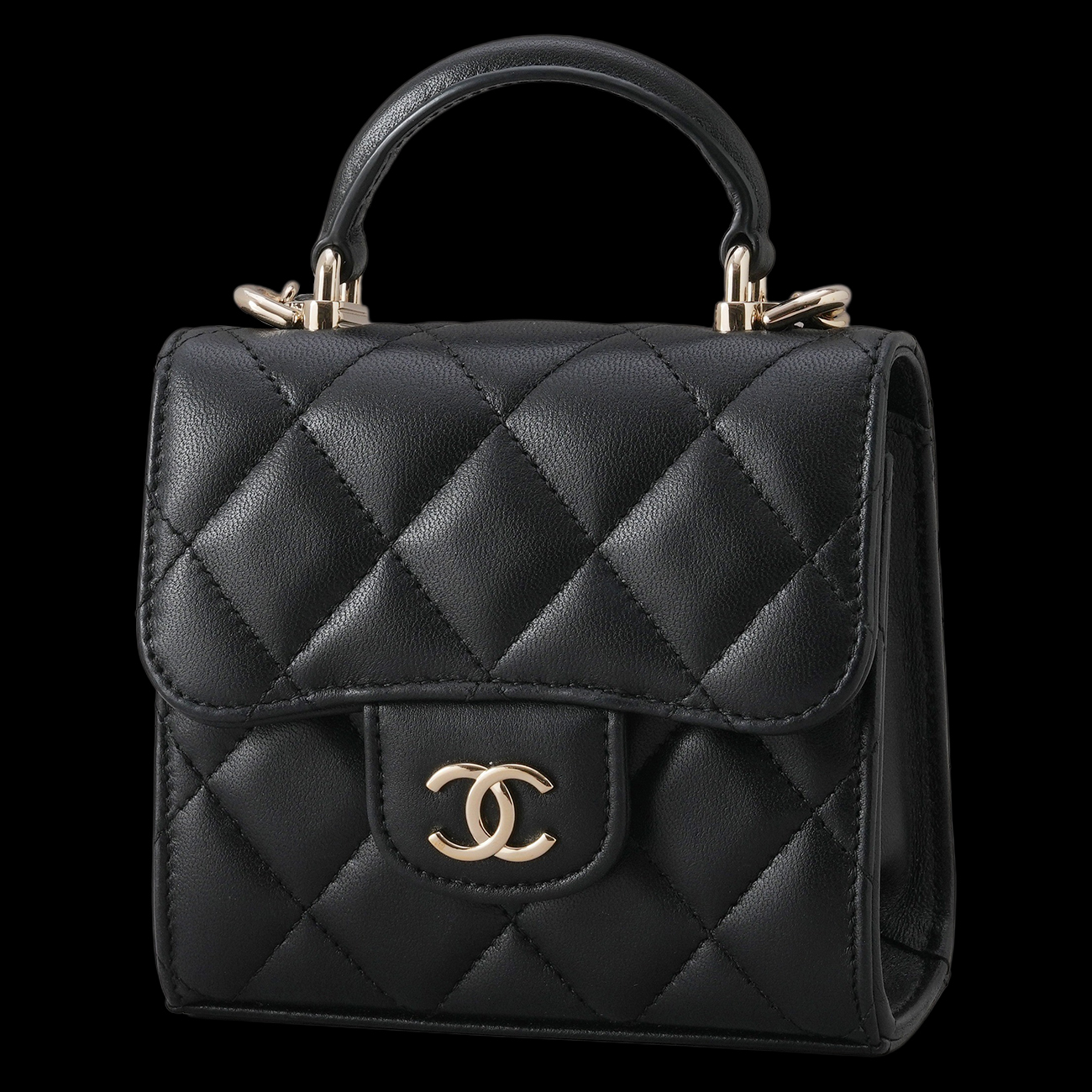 CHANEL(USED)샤넬 AP2682 탑핸들 미니 램스킨 체인 크로스백