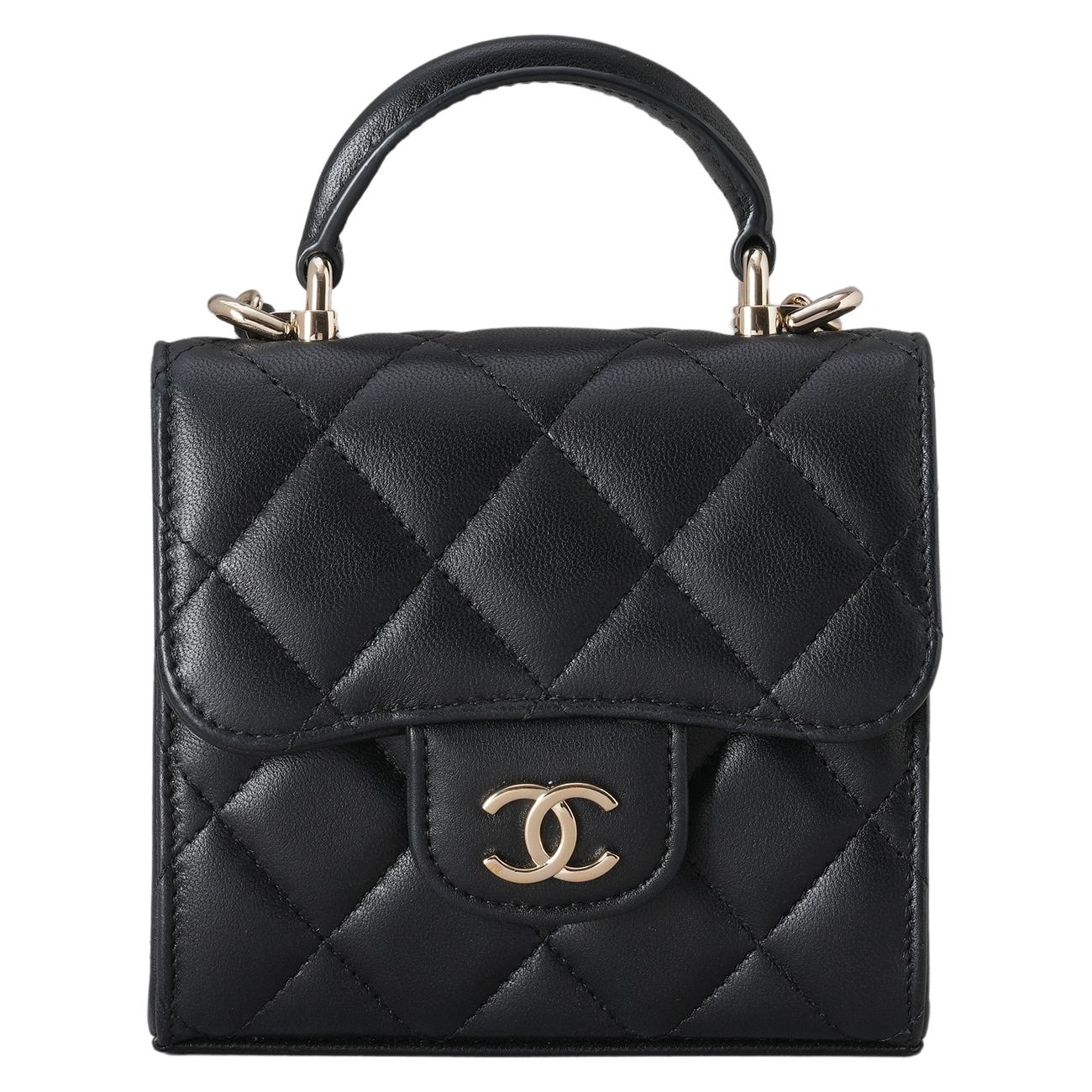 CHANEL(USED)샤넬 AP2682 탑핸들 미니 램스킨 체인 크로스백