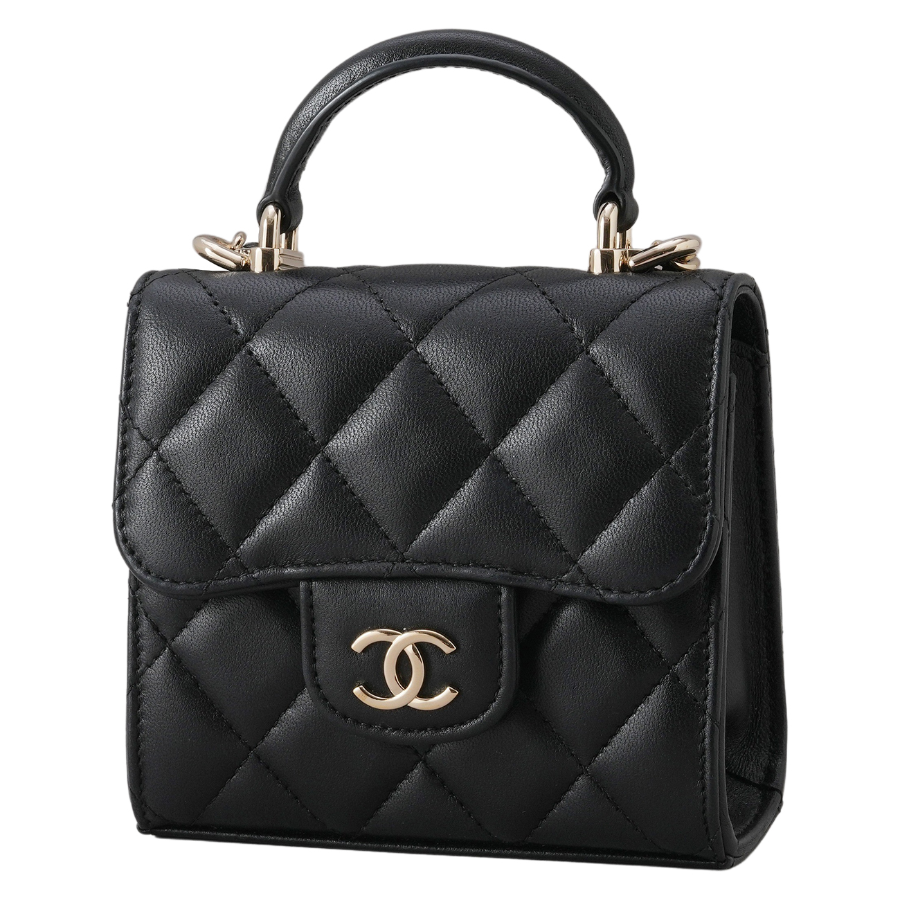CHANEL(USED)샤넬 AP2682 탑핸들 미니 램스킨 체인 크로스백