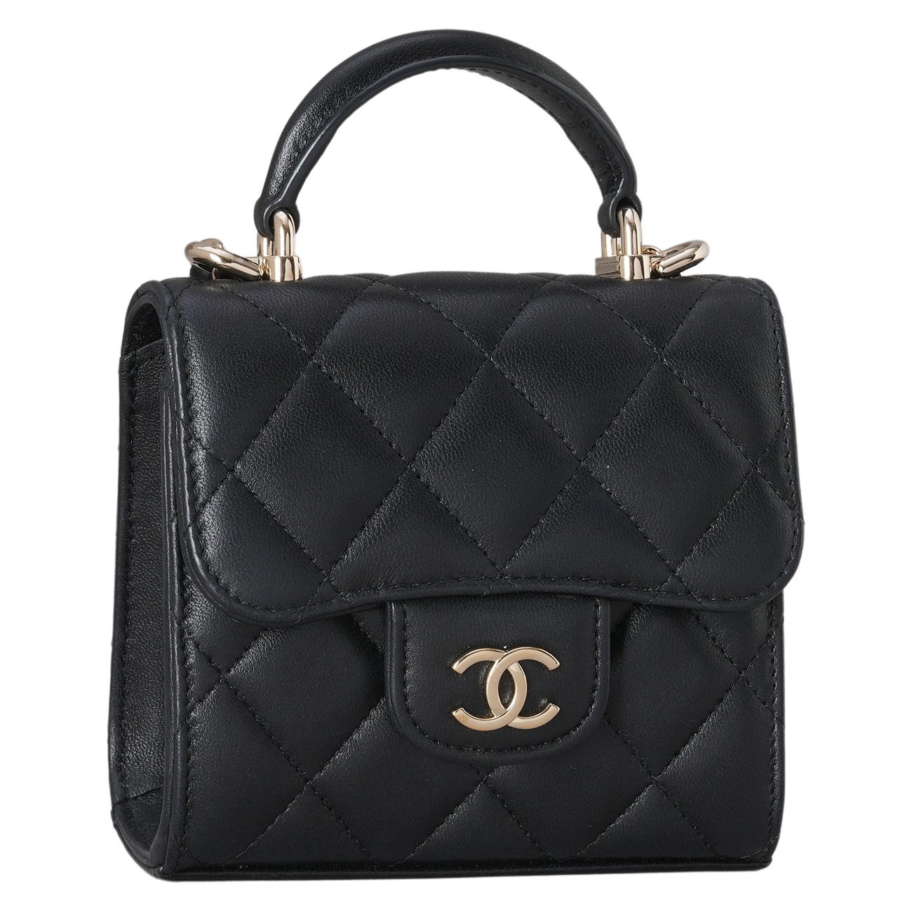 CHANEL(USED)샤넬 AP2682 탑핸들 미니 램스킨 체인 크로스백