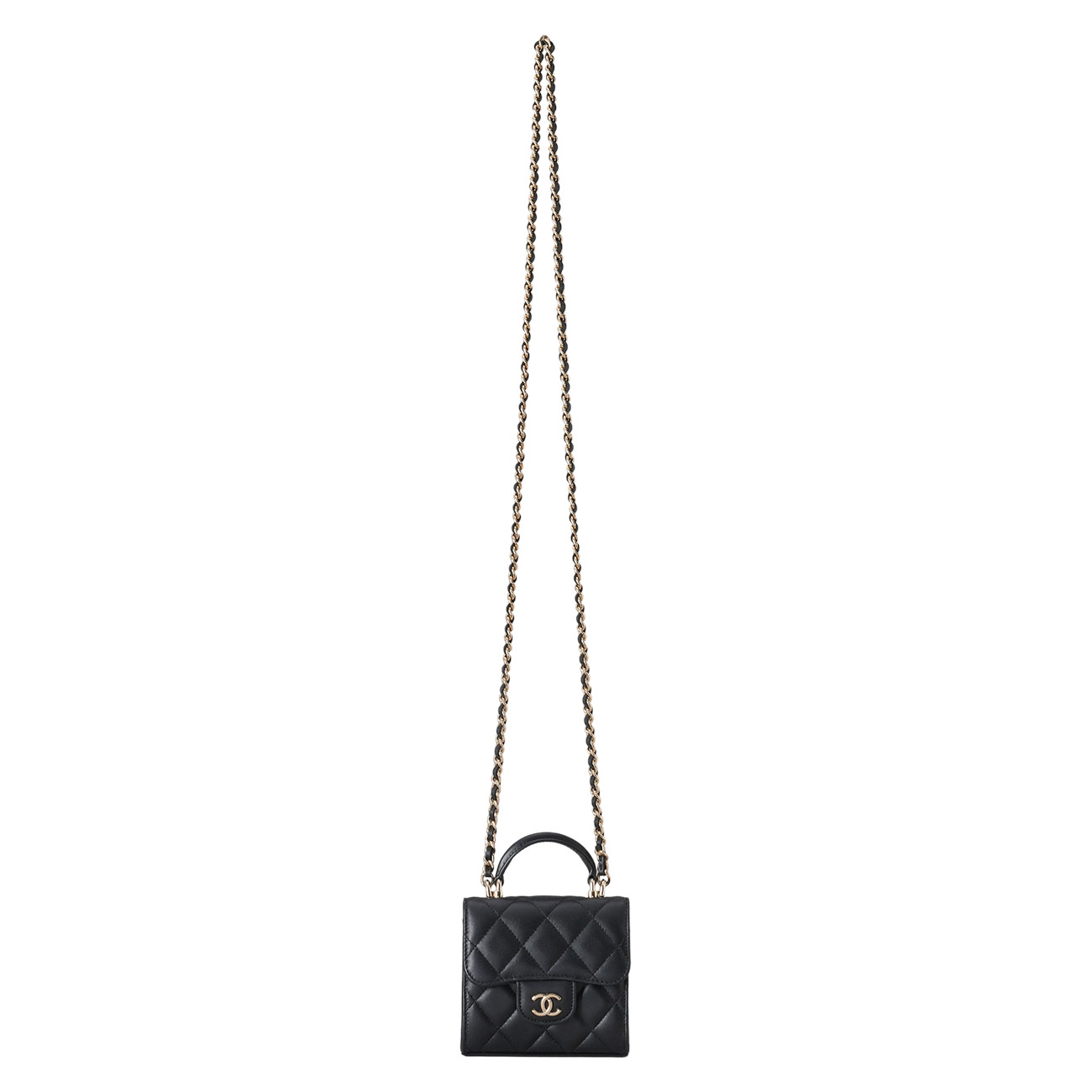 CHANEL(USED)샤넬 AP2682 탑핸들 미니 램스킨 체인 크로스백