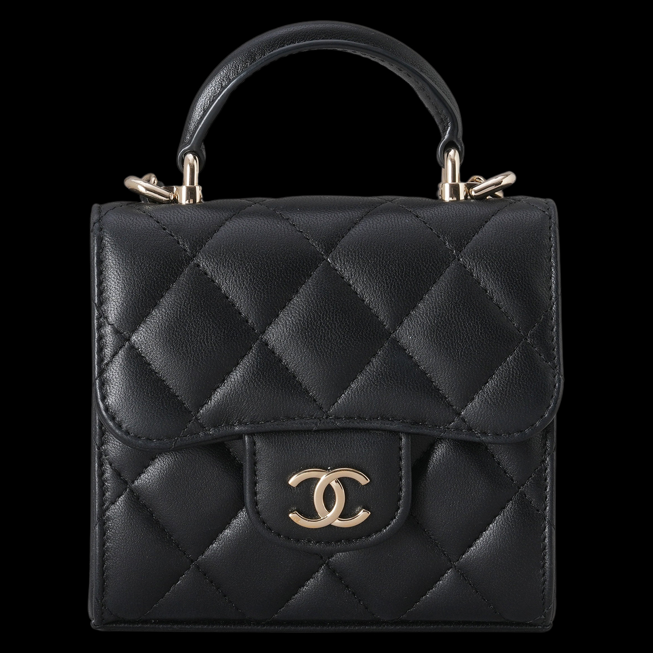 CHANEL(USED)샤넬 AP2682 탑핸들 미니 램스킨 체인 크로스백