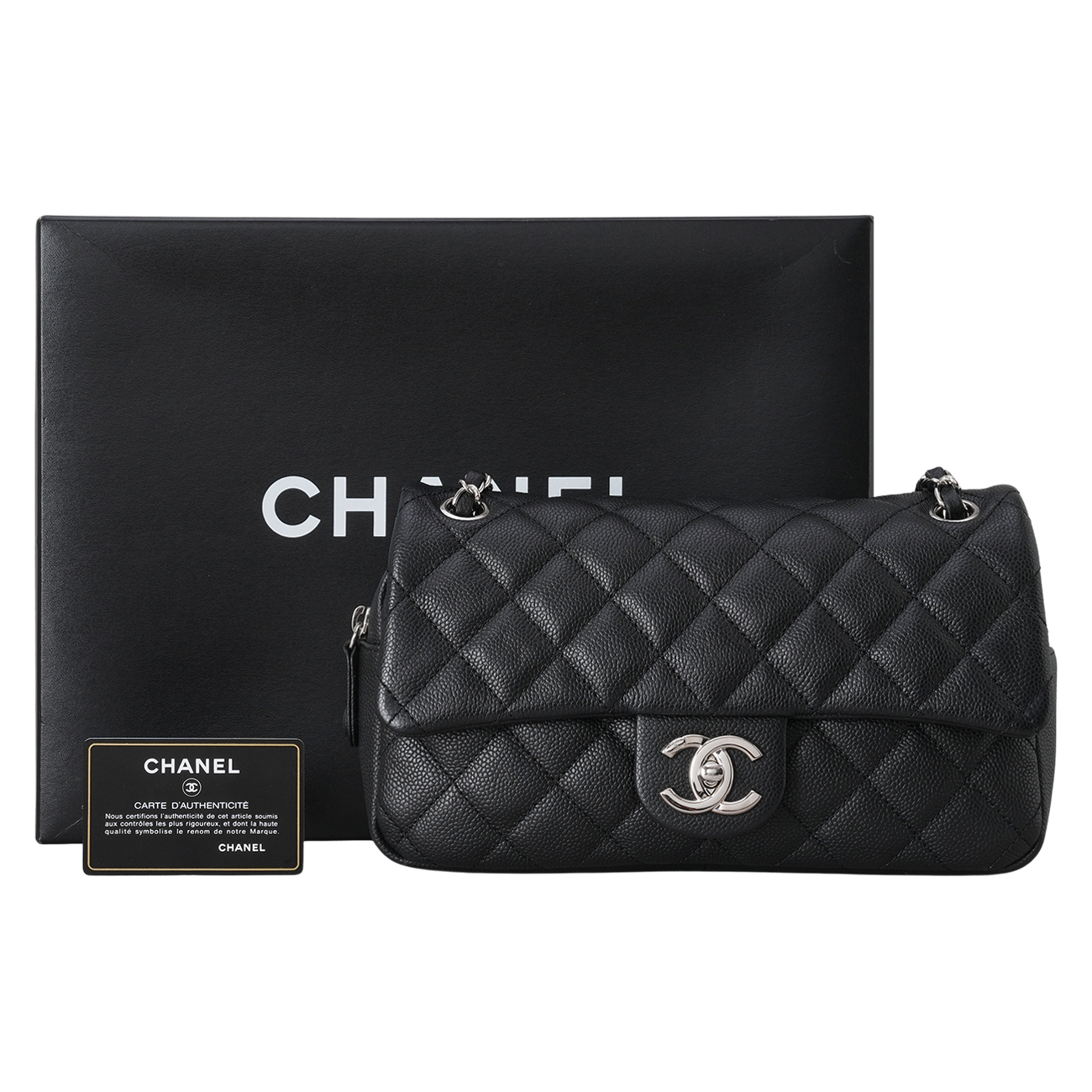CHANEL(USED) 샤넬 시즌 캐비어 CC로고 지퍼 플랩백