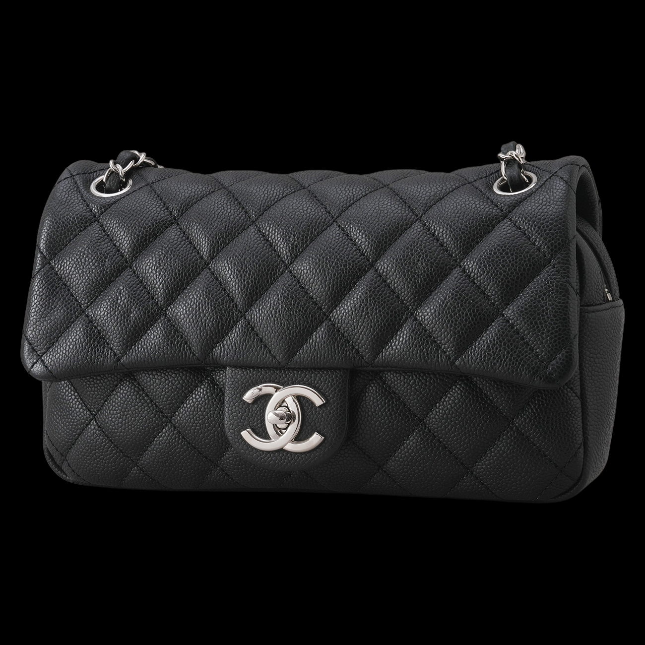 CHANEL(USED) 샤넬 시즌 캐비어 CC로고 지퍼 플랩백