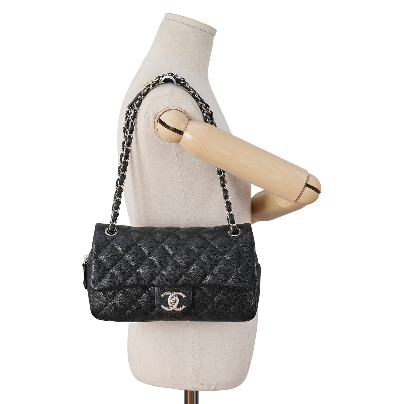 CHANEL(USED) 샤넬 시즌 캐비어 CC로고 지퍼 플랩백