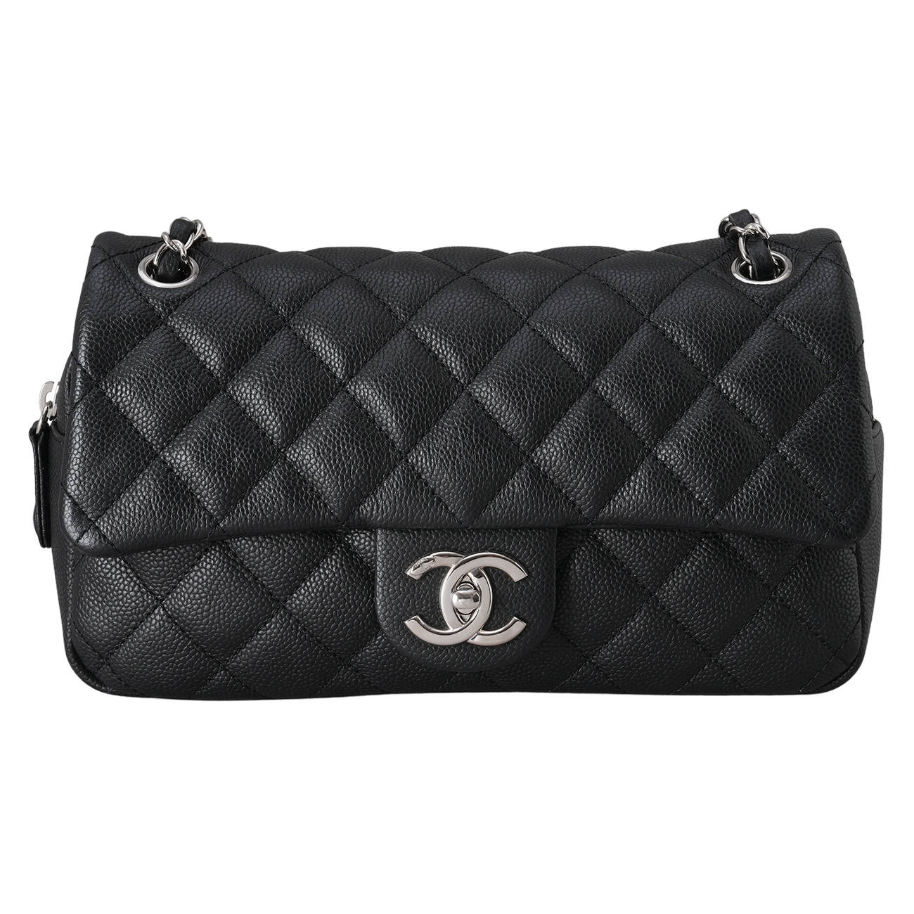 CHANEL(USED) 샤넬 시즌 캐비어 CC로고 지퍼 플랩백