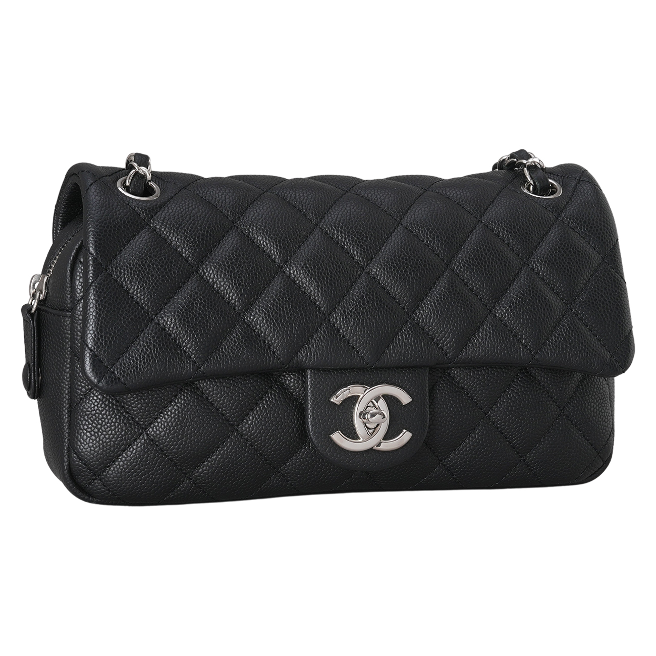 CHANEL(USED) 샤넬 시즌 캐비어 CC로고 지퍼 플랩백