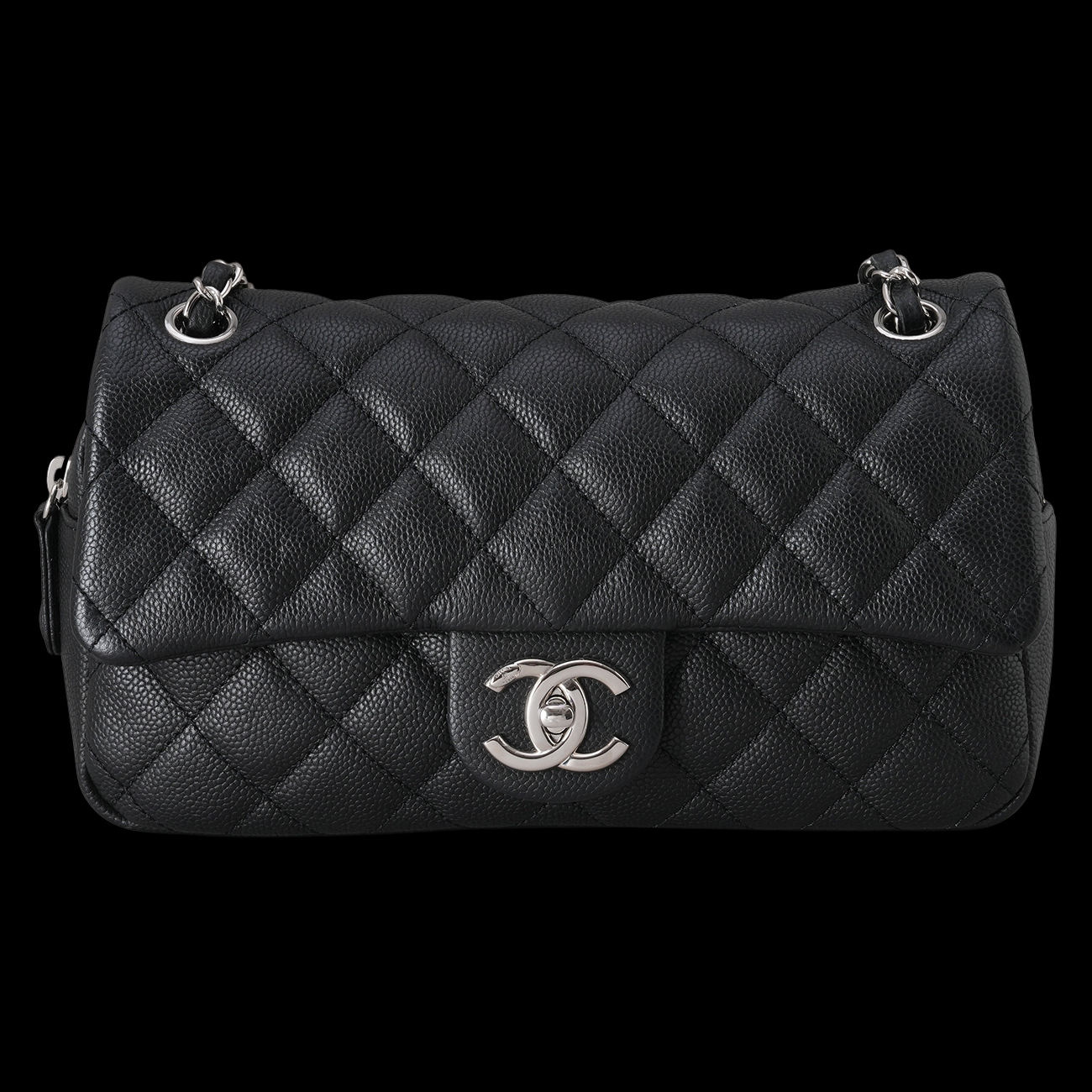 CHANEL(USED) 샤넬 시즌 캐비어 CC로고 지퍼 플랩백