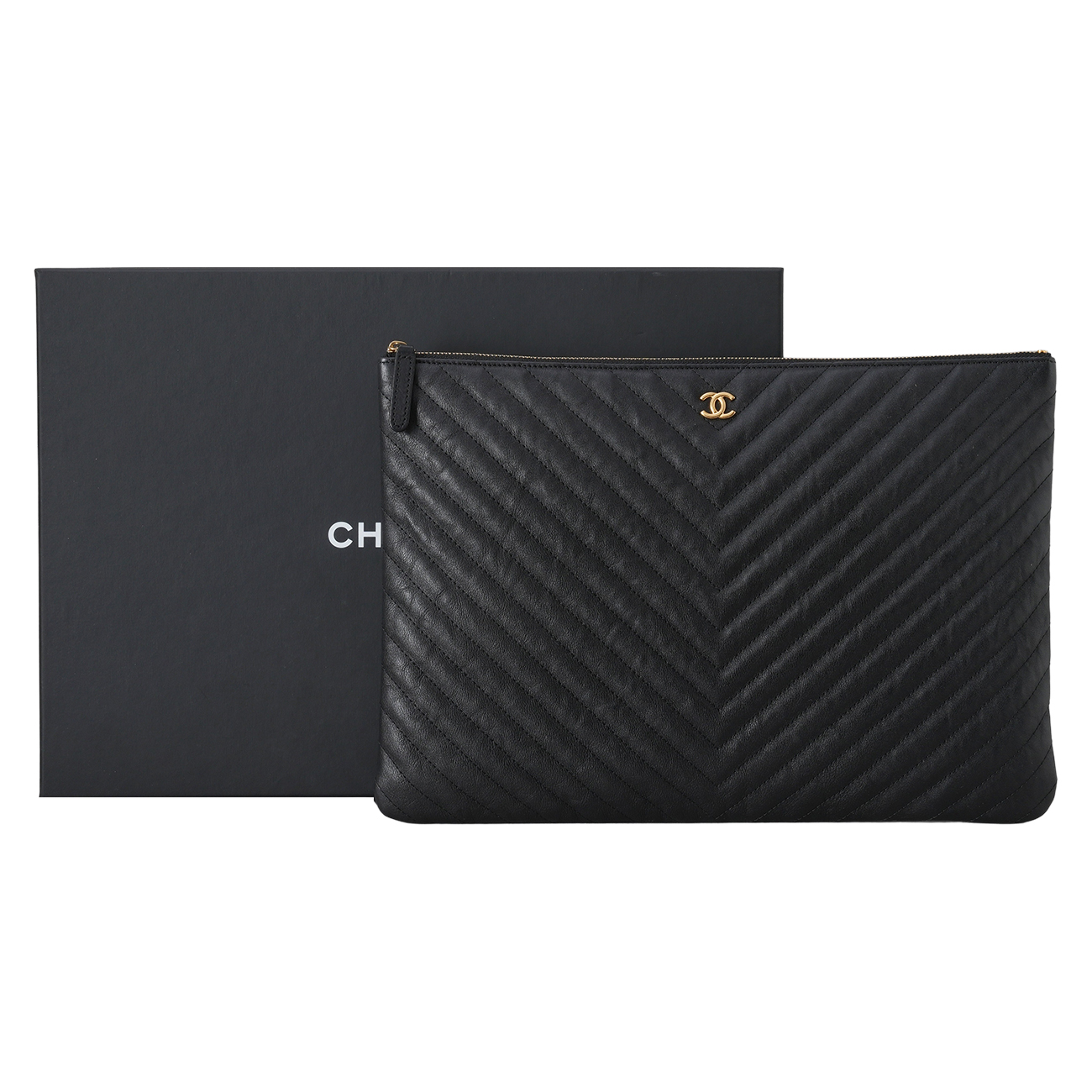 CHANEL(USED)샤넬 클래식 쉐브론 클러치 라지