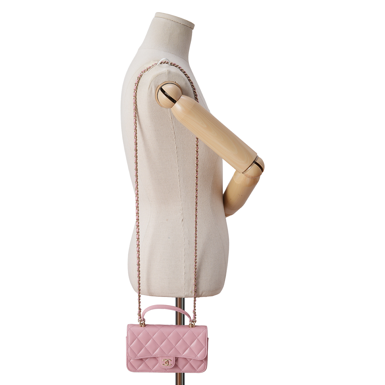 CHANEL(USED)샤넬 CC로고 램스킨 탑핸들 체인 숄더백