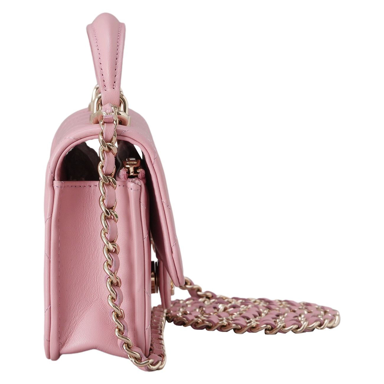 CHANEL(USED)샤넬 CC로고 램스킨 탑핸들 체인 숄더백