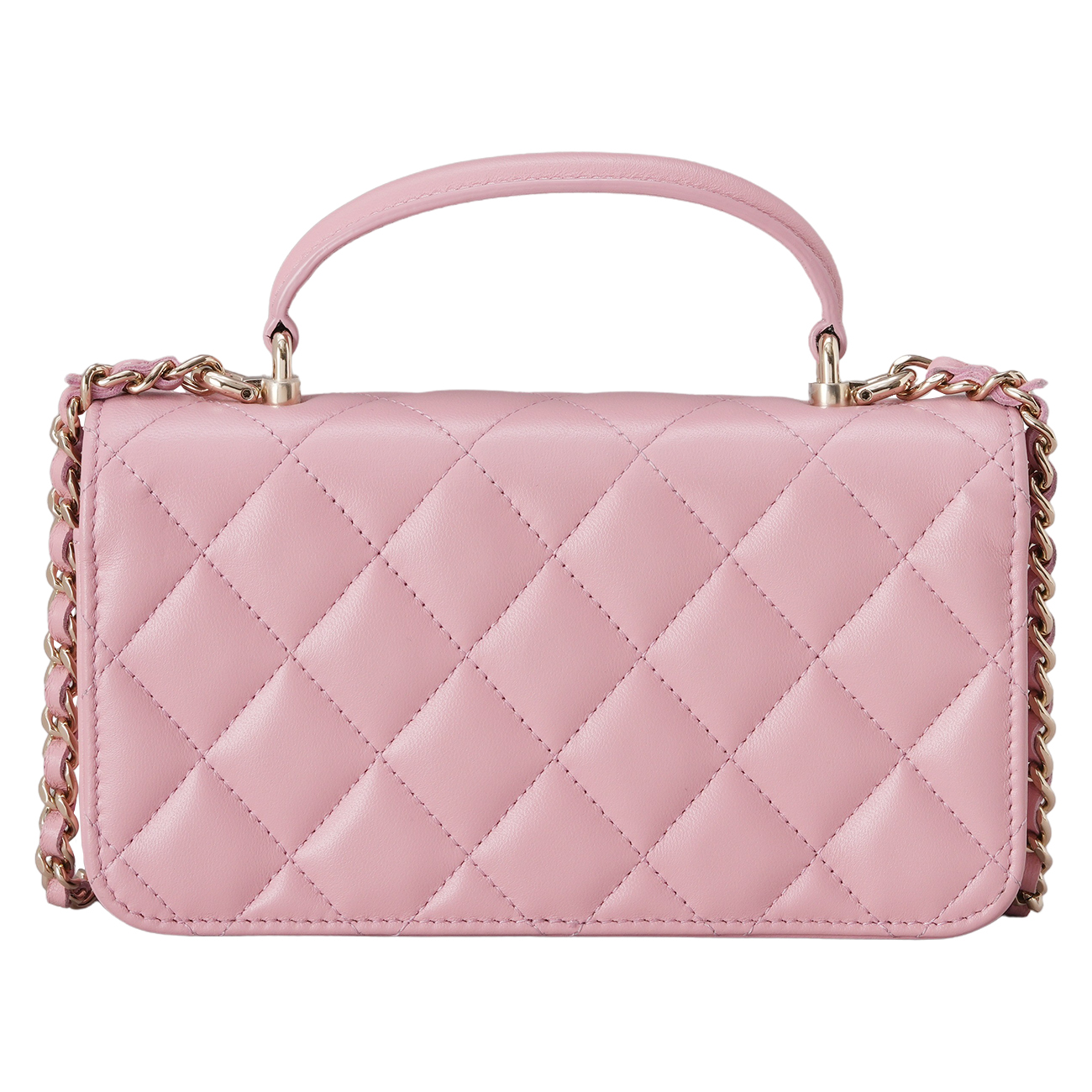 CHANEL(USED)샤넬 CC로고 램스킨 탑핸들 체인 숄더백