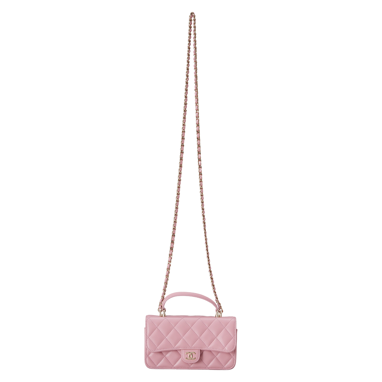 CHANEL(USED)샤넬 CC로고 램스킨 탑핸들 체인 숄더백