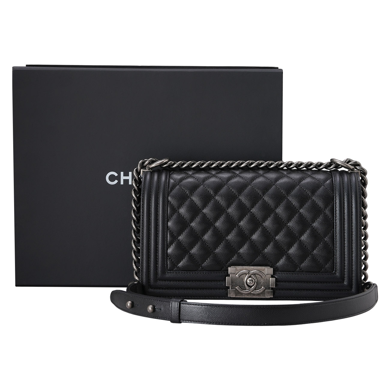 CHANEL(USED)샤넬 캐비어 보이샤넬 미듐 플랩백