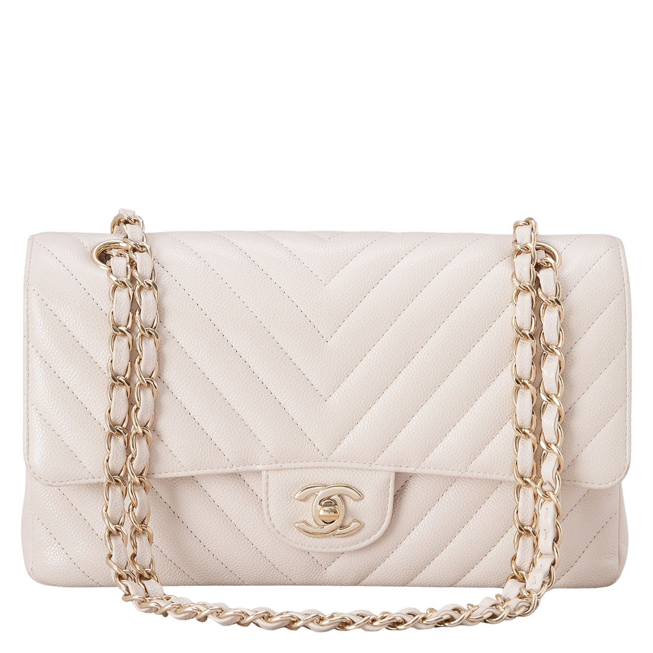 CHANEL(USED)샤넬 쉐브론 캐비어 클래식 미듐 플랩백