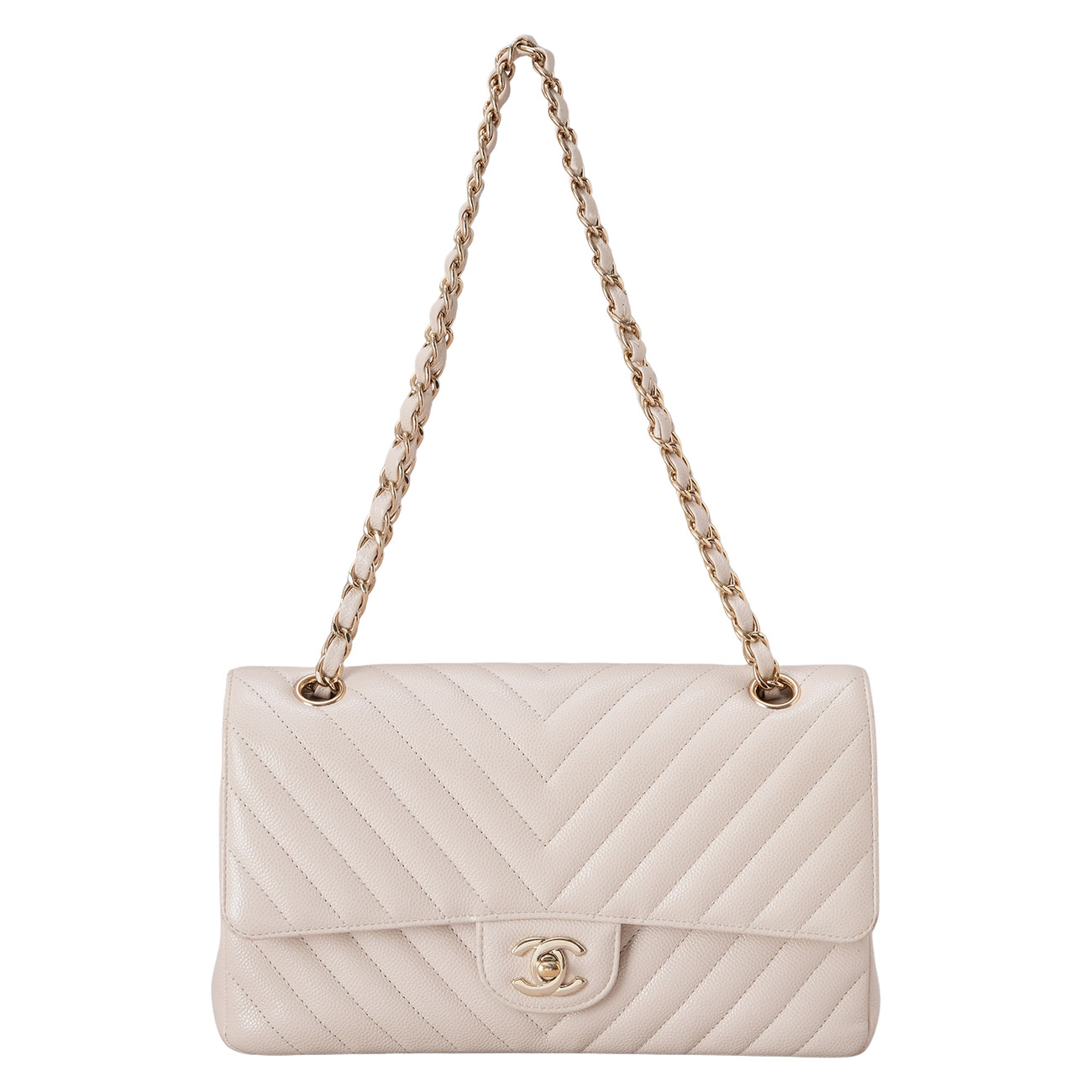 CHANEL(USED)샤넬 쉐브론 캐비어 클래식 미듐 플랩백