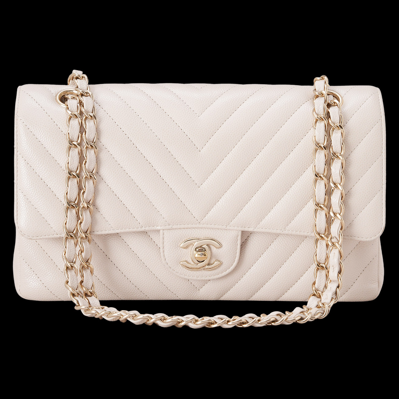 CHANEL(USED)샤넬 쉐브론 캐비어 클래식 미듐 플랩백