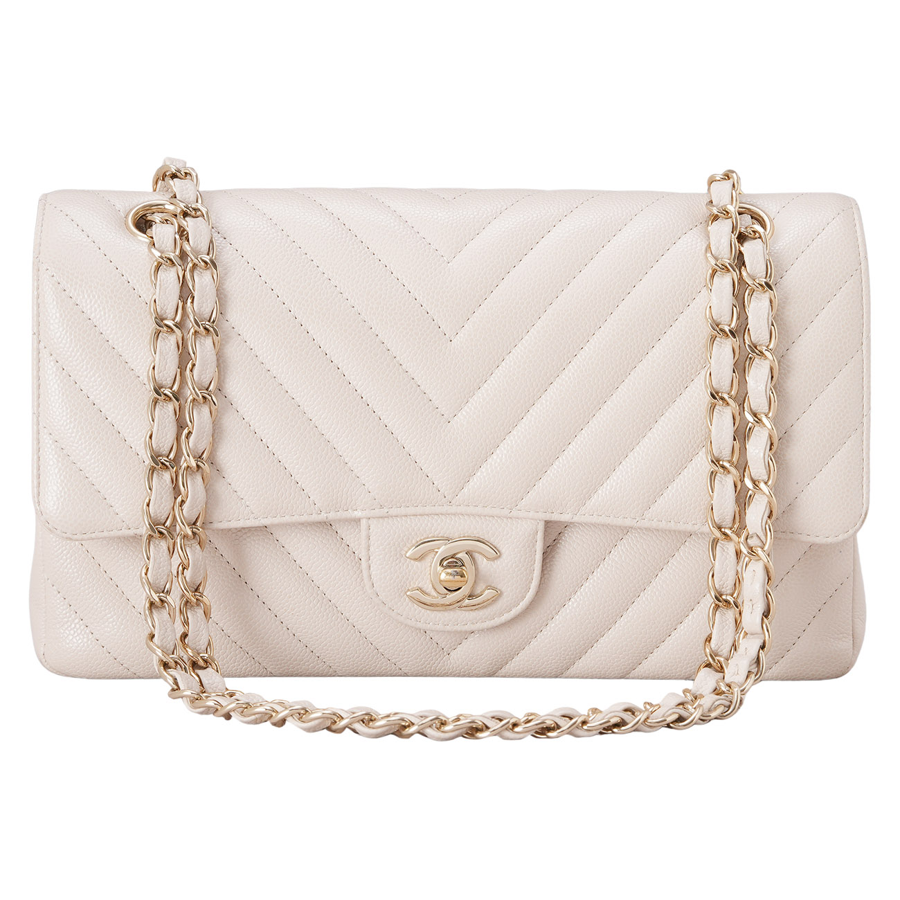 CHANEL(USED)샤넬 쉐브론 캐비어 클래식 미듐 플랩백