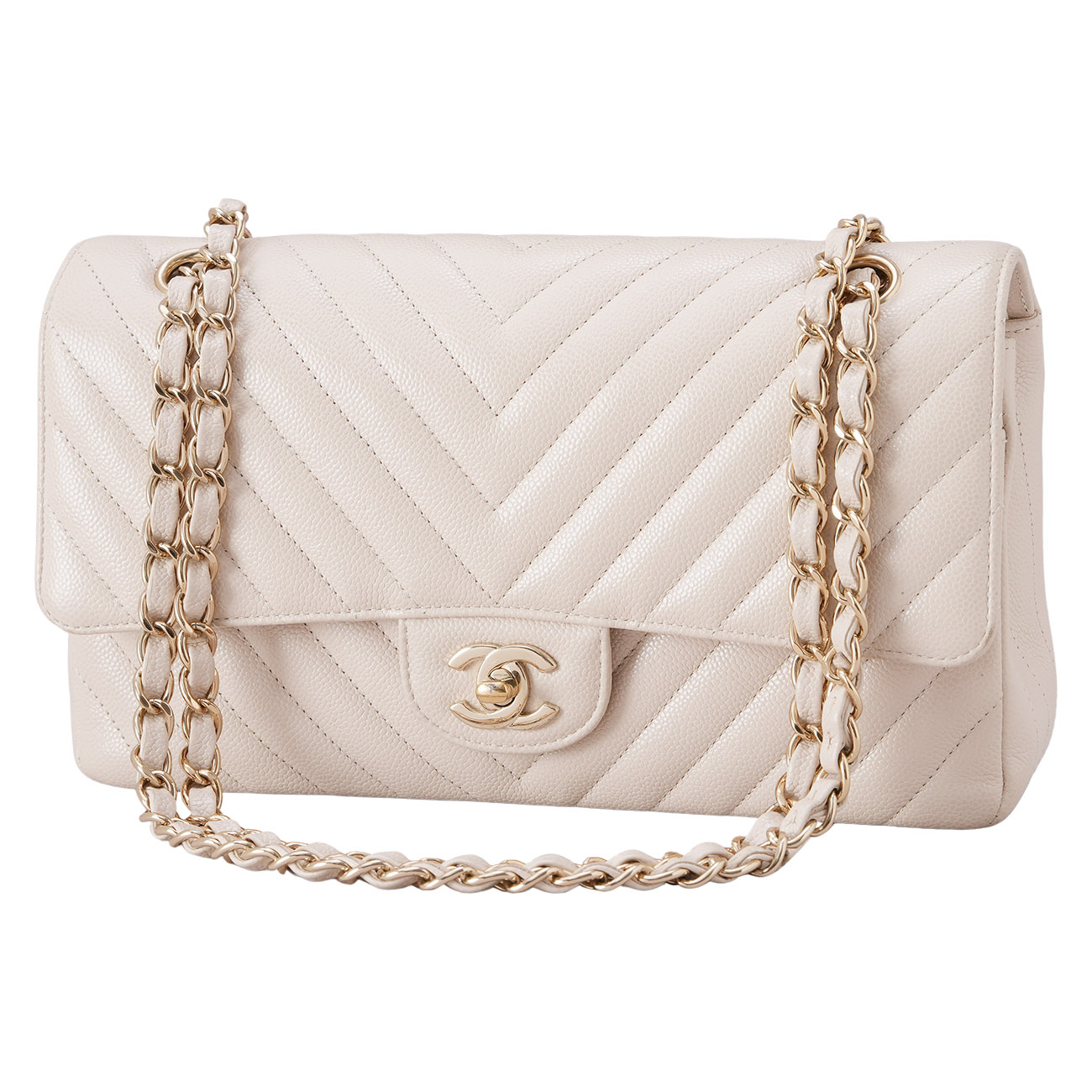 CHANEL(USED)샤넬 쉐브론 캐비어 클래식 미듐 플랩백