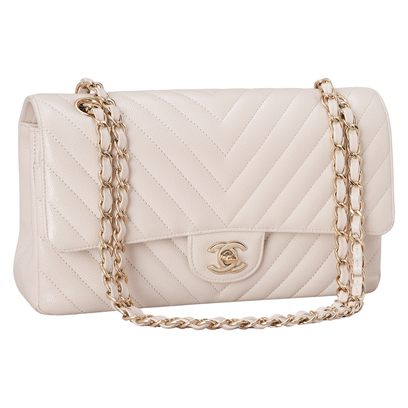 CHANEL(USED)샤넬 쉐브론 캐비어 클래식 미듐 플랩백