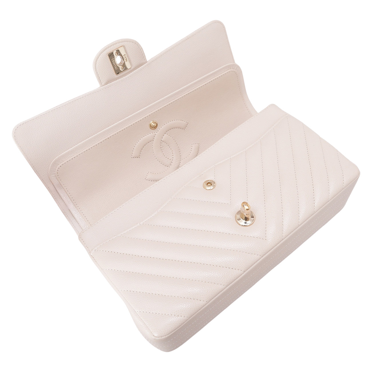 CHANEL(USED)샤넬 쉐브론 캐비어 클래식 미듐 플랩백