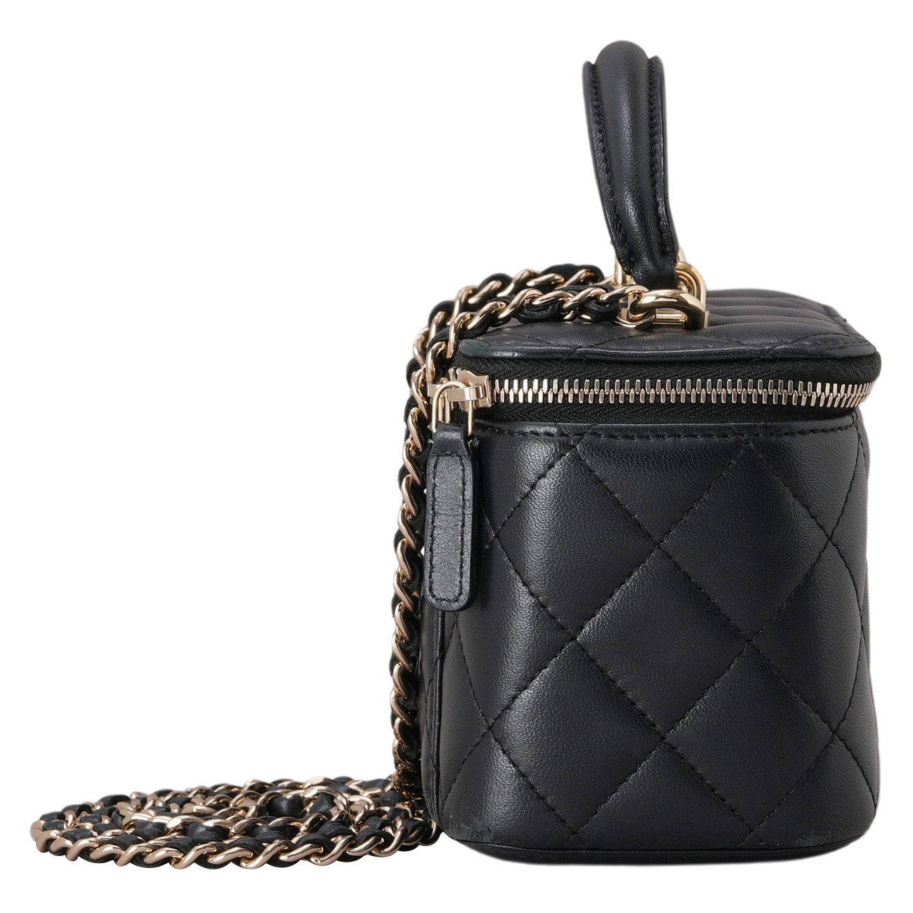 CHANEL(USED)샤넬 CC로고 램스킨 탑핸들 베니티