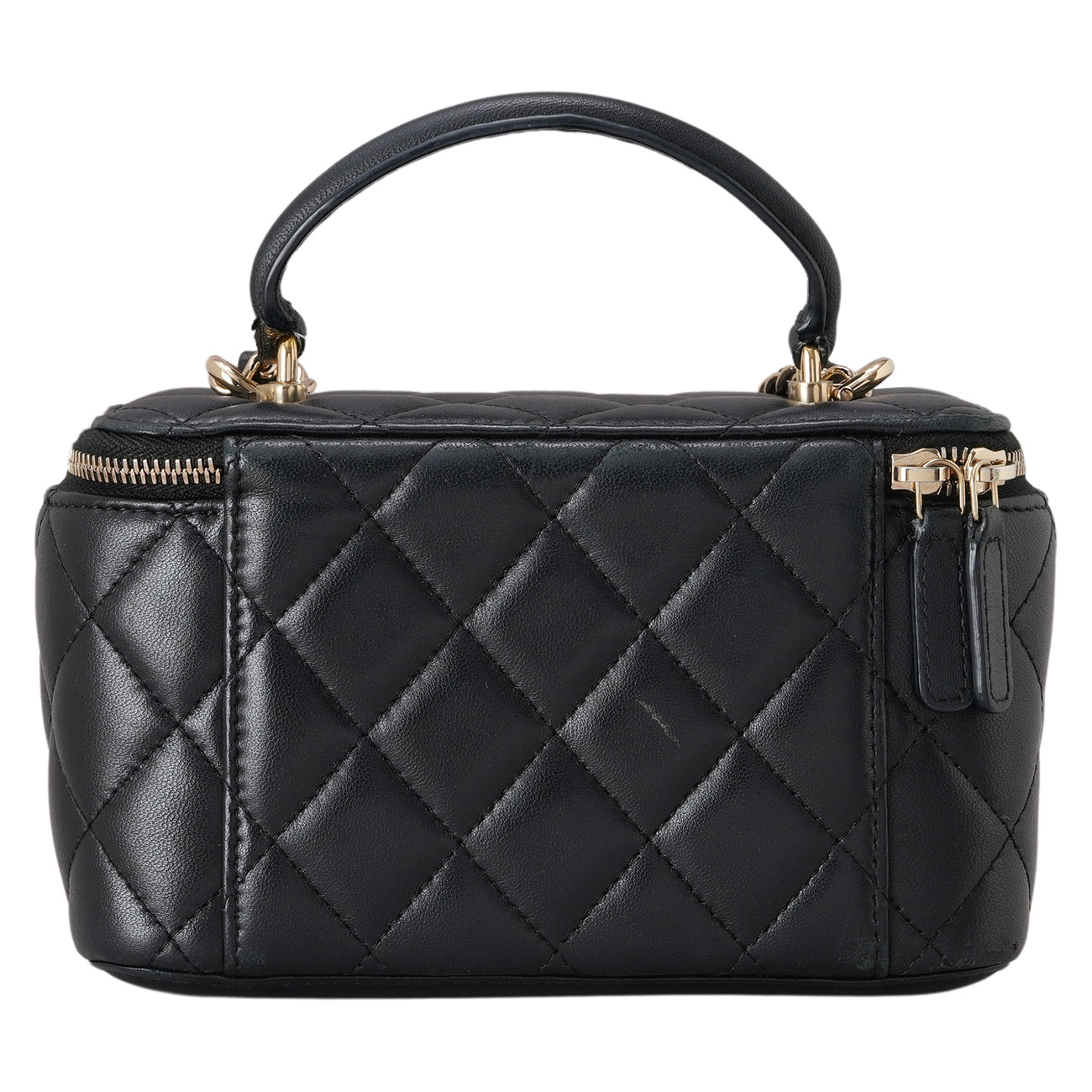 CHANEL(USED)샤넬 CC로고 램스킨 탑핸들 베니티